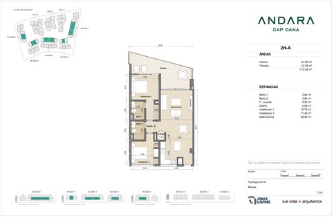 2 bedroom floor plan — Andara Condos