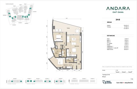 2 bedroom floor plan — Andara Condos