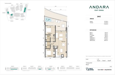 2 bedroom floor plan — Andara Condos