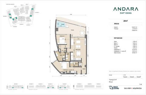 2 bedroom floor plan — Andara Condos