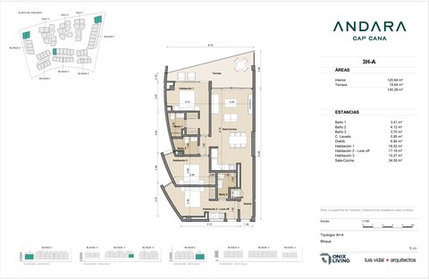 3 bedroom floor plan — Andara Condos