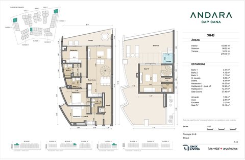 3 bedroom floor plan — Andara Condos