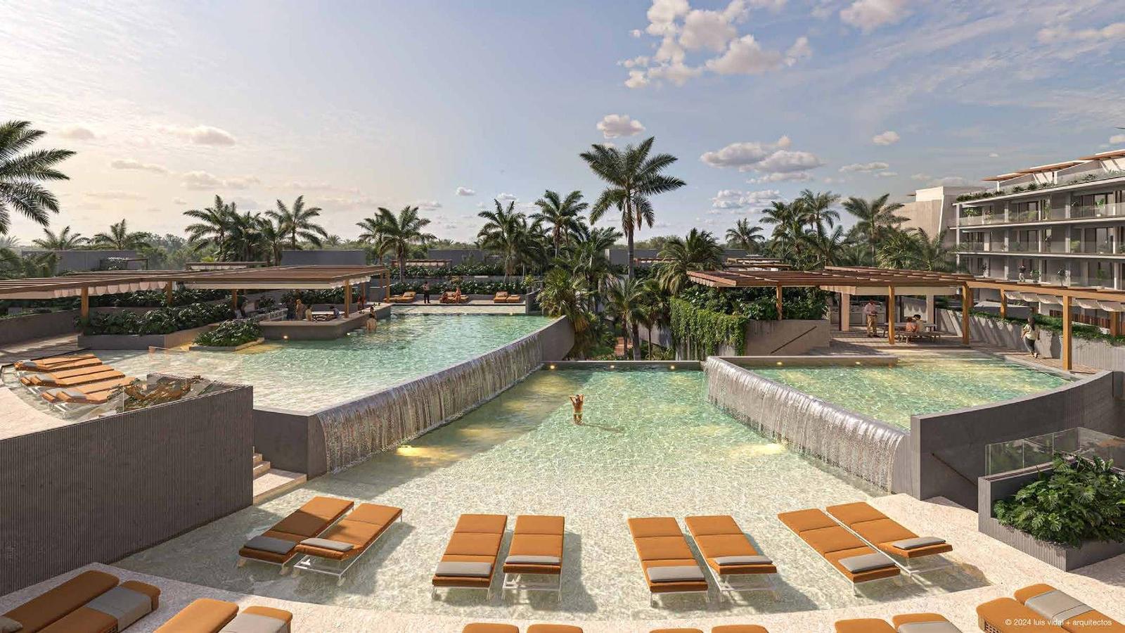 Rooftop terraces and resort pool